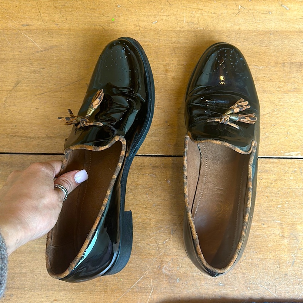 Italian Black Loafers with Brown Fringe